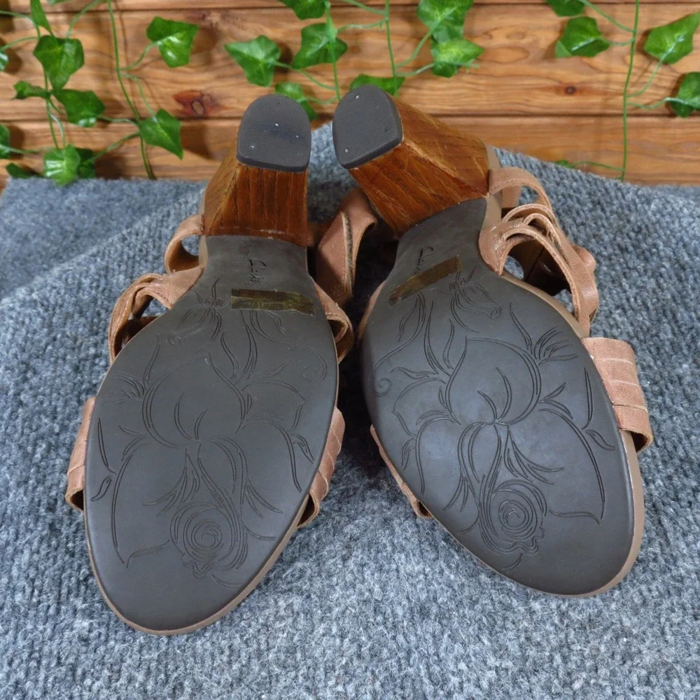 Clarks Indigo Rosa Central Women Heel Size 10 Casual Dress Tan Leather Sandals‎